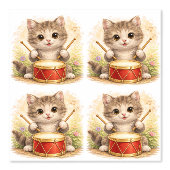 Cute Kitten Drum Pattern Wallpaper Kids Tapete (Vorderseite)