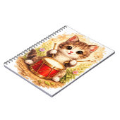 Cute Kitten Drum Spiral Notebook Kawaii Notizblock (Linke Seite)