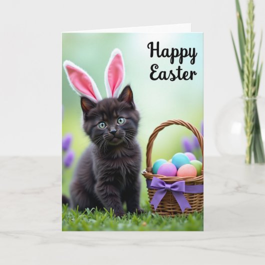Cute Kitten Easter Wishes Card Karte (Vorderseite)