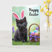 Cute Kitten Easter Wishes Card Karte (Gelbe Blume)