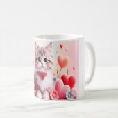 Cute kitten hearts flowers kaffeetasse (VorderseiteRechts)