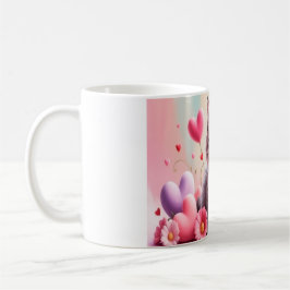 Cute kitten hearts flowers kaffeetasse