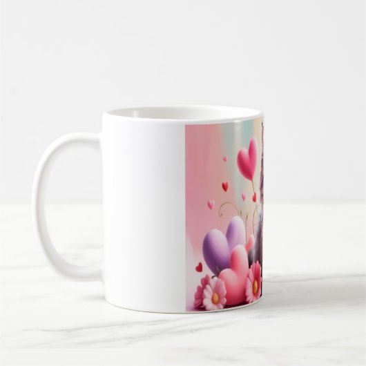 Cute kitten hearts flowers kaffeetasse (Links)