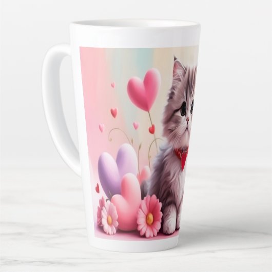 Cute kitten hearts flowers milchtasse (Linke Ecke)