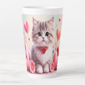 Cute kitten hearts flowers milchtasse (Vorderseite)