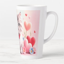 Cute kitten hearts flowers milchtasse