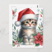 Cute Kitten In Santa Hat Christmas Postcard Postkarte (Vorne/Hinten)