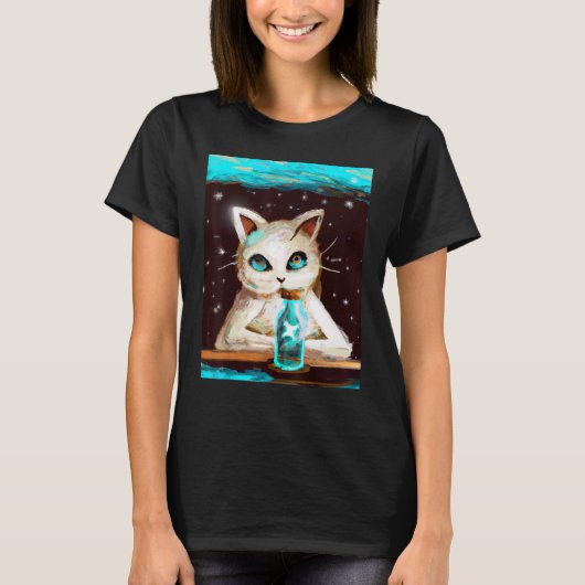 Cute kitten in space artwork cat meme T-Shirt (Vorderseite)