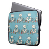 Cute Kitten Knitting Blue Pattern Tech Accessory Laptopschutzhülle (Vorderseite Links)