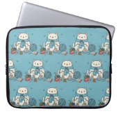 Cute Kitten Knitting Blue Pattern Tech Accessory Laptopschutzhülle (Vorderseite)