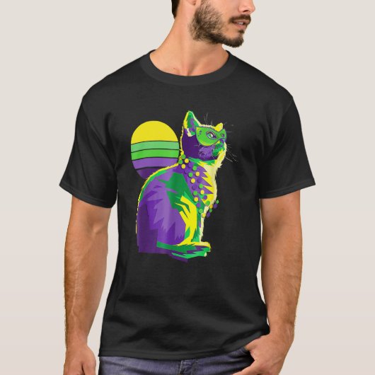 Cute Kitten Mardi Gras Cat Butterfly New Orleans W T-Shirt (Vorderseite)