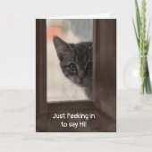 Cute Kitten Peeking In Window Thinking of You Karte (Vorderseite)