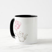 Cute Kitten Pink Heart Balloons Valentine’s Day Tasse (Vorderseite Links)