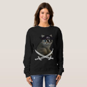 Cute Kitten Pirate wearing eye patch hat fun cat Sweatshirt (Vorne ganz)