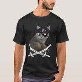Cute Kitten Pirate wearing eye patch hat fun cat T-Shirt (Vorderseite)