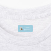 Cute Kitten with Backpack Blue Clothes Etiketten (Befestigt)