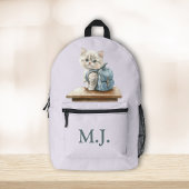 Cute Kitten with Backpack Custom Monogram Backpack Bedruckter Rucksack
