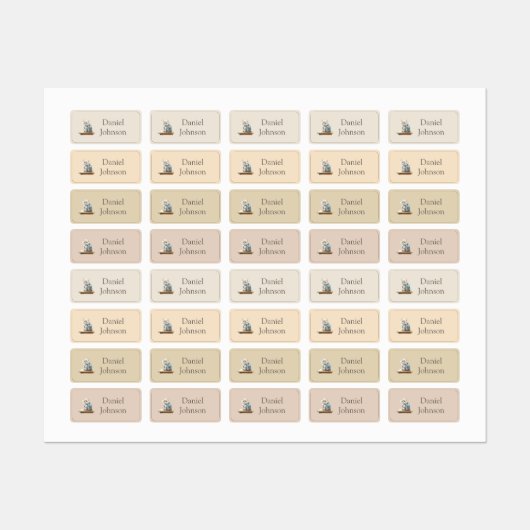 Cute Kitten with Backpack Neutral Clothes Etiketten (Blatt)