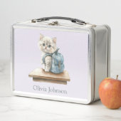 Cute Kitten with Backpack Personalized Metall Brotdose (Beispiel)