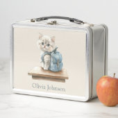 Cute Kitten with Backpack Personalized Metall Brotdose (Beispiel)