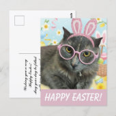  Cute Kitten with Bunny Ears photo Postkarte (Vorne/Hinten)