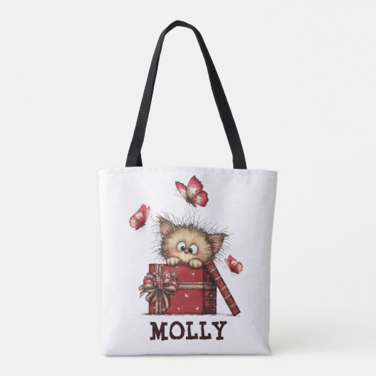 Cute Kitten with Butterflies Personalized Tasche (Rückseite)