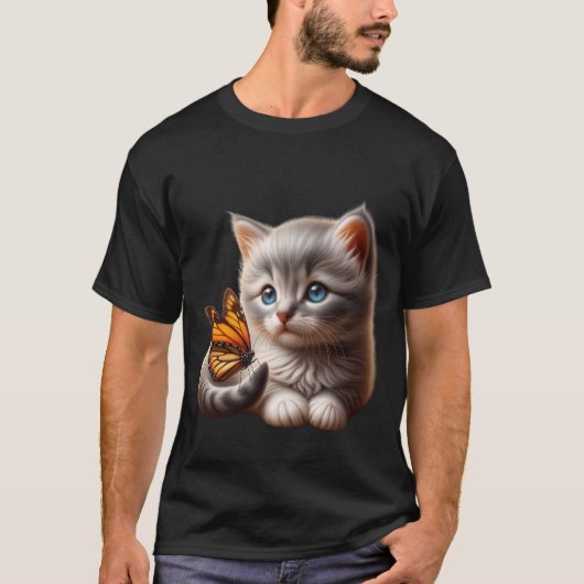 Cute Kitten with Butterfly on Tail Art  ✨🐾🦋 T-Shirt (Vorderseite)