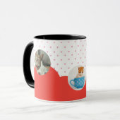 Cute Kittens and Red Hearts Pattern Personalized  Tasse (Vorderseite Links)