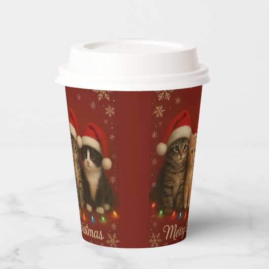 Cute Kittens Christmas Cup. Pappbecher (Links)