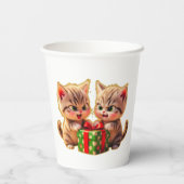 **Cute Kittens Fighting Over a Gift – Funny Christ Pappbecher (Rückseite)