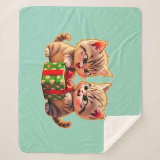 **Cute Kittens Fighting Over a Gift – Funny Christ Sherpadecke (Vorderseite)