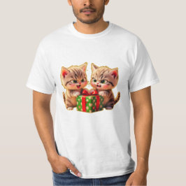 **Cute Kittens Fighting Over a Gift – Funny Christ T-Shirt