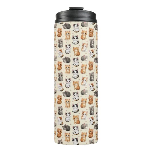 Cute Kittens Pattern – Adorable Cat Illustration  Thermosbecher (Vorderseite)