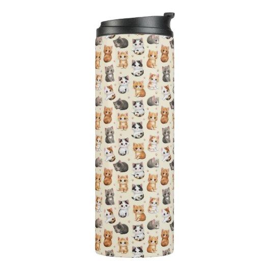 Cute Kittens Pattern – Adorable Cat Illustration  Thermosbecher (Nach links gedreht)