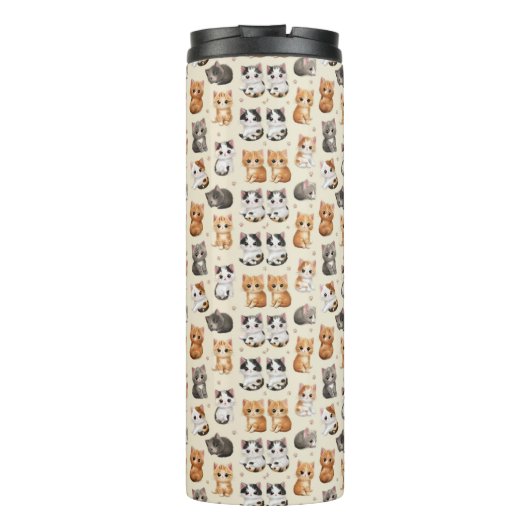 Cute Kittens Pattern – Adorable Cat Illustration  Thermosbecher (Rückseite)