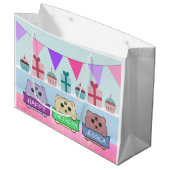 Cute Kittens Personalised Happy Birthday Große Geschenktüte (Vorderseite Schrägansicht)
