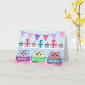 Cute Kittens Personalised Happy Birthday Karte (Gelbe Blume)