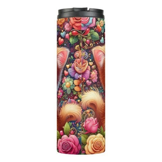 Cute Kittens Rose Bouquet Thermosbecher (Rückseite)