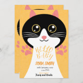 Cute Kitty Baby Arrival Announcement Dankeskarte (Vorne/Hinten)