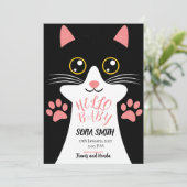 Cute Kitty Baby Arrival Announcement Dankeskarte (Stehend Vorderseite)