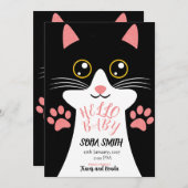 Cute Kitty Baby Arrival Announcement Dankeskarte (Vorne/Hinten)