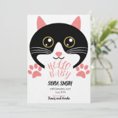 Cute Kitty Baby Arrival Announcement Einladung (Stehend Vorderseite)