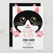 Cute Kitty Baby Arrival Announcement Einladung (Vorne/Hinten)