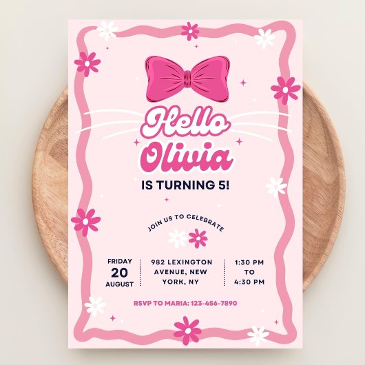 Cute Kitty Birthday Invitation, Editable Kitty Bir Einladung
