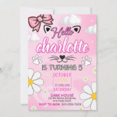 Cute Kitty Birthday Invitation, Kitty Birthday Inv Einladung (Vorderseite)