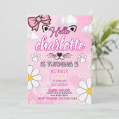 Cute Kitty Birthday Invitation, Kitty Birthday Inv Einladung (Stehend Vorderseite)