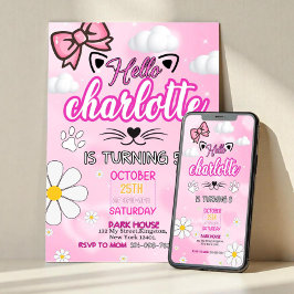 Cute Kitty Birthday Invitation, Kitty Birthday Inv Einladung