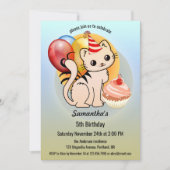 Cute Kitty Cupcake Child Birthday Einladung (Vorderseite)
