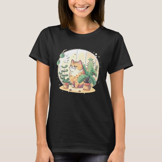 Cute Kitty Loves House Plants T-Shirt (Vorderseite)