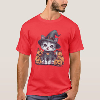 Cute Kitty Posing with Pumpkin Adorable Fall Cat S T-Shirt